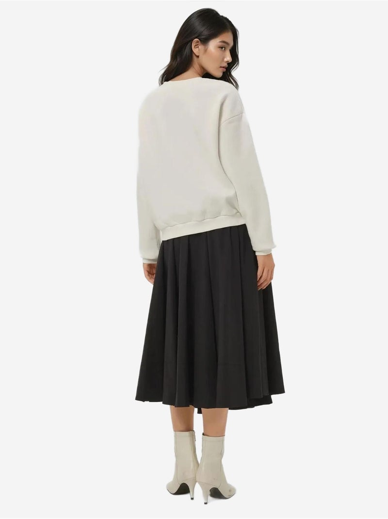 Sweat-shirt en coton brodé Blanc cassé - Kiabi