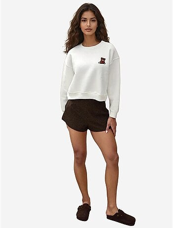 Sweat-shirt en coton brodé coupe décontractée