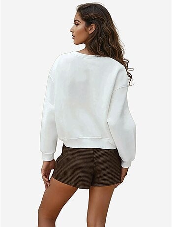 Sweat-shirt en coton brodé coupe décontractée