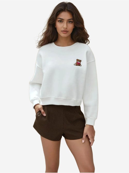 Sweat-shirt en coton brodé coupe décontractée - Kiabi Sweat-shirt en coton brodé coupe décontractée - Kiabi