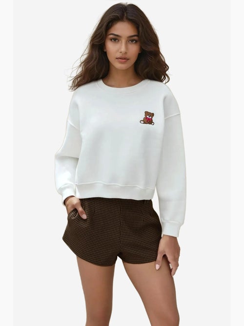 Sweat-shirt en coton brodé coupe décontractée hiccup - Kiabi