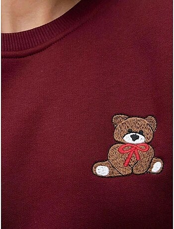 Sweat-shirt en coton brodé coupe décontractée