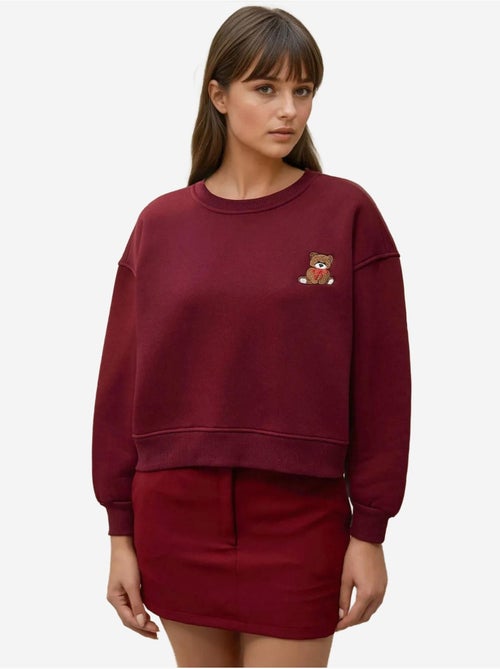 Sweat-shirt en coton brodé coupe décontractée - Kiabi Sweat-shirt en coton brodé coupe décontractée - Kiabi