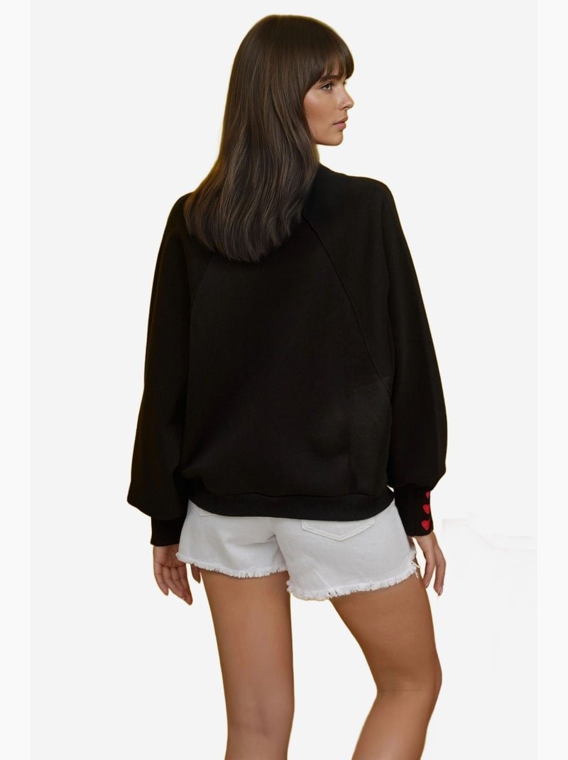 Sweat-shirt en coton brodé hiccup Noir - Kiabi