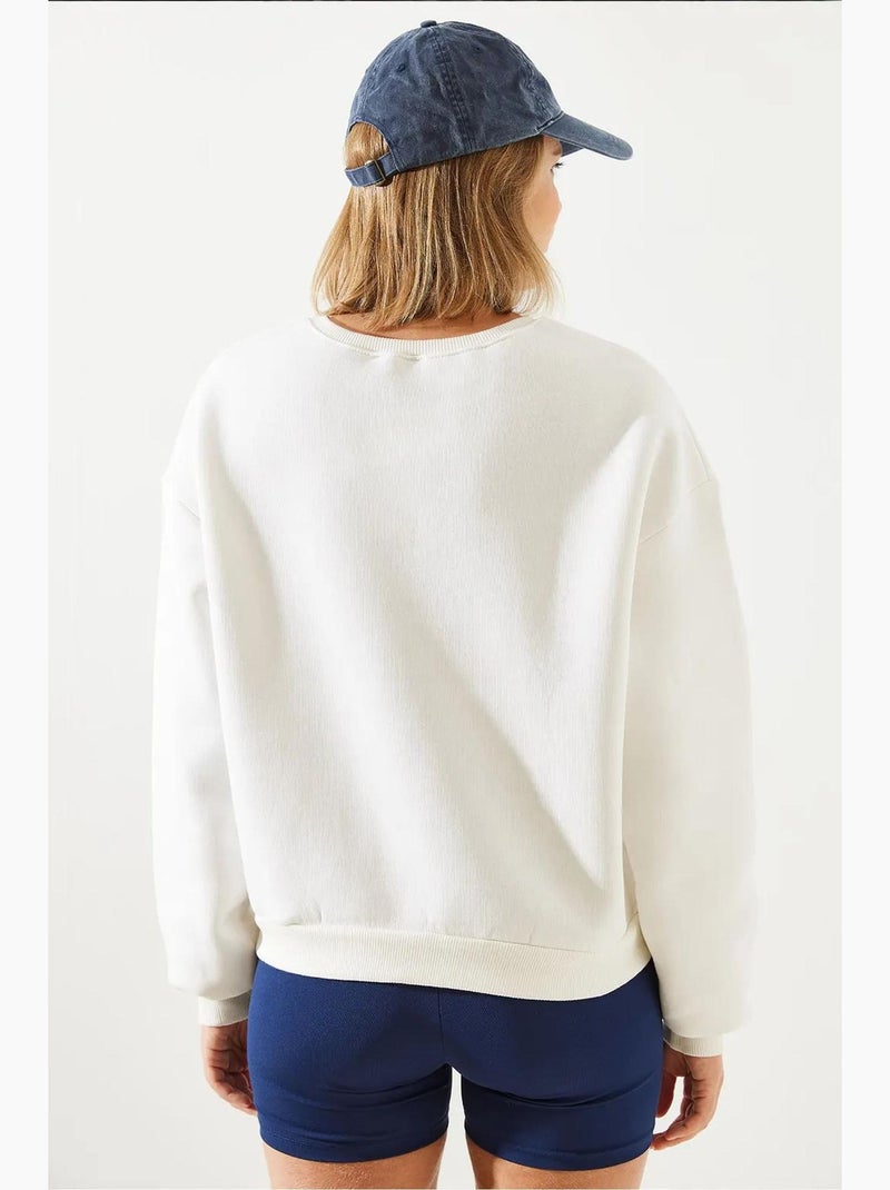 Sweat-shirt en fil brodé lucci Beige argile - Kiabi