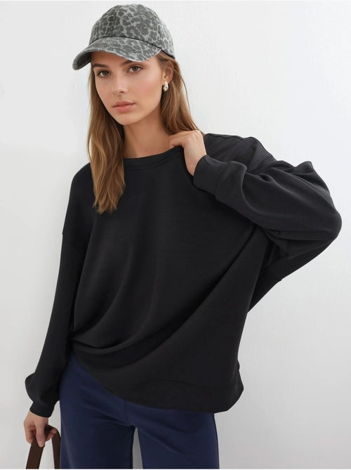 Sweat-shirt en maille à col rond coupe décontractée busem - Kiabi Sweat-shirt en maille à col rond coupe décontractée busem - Kiabi