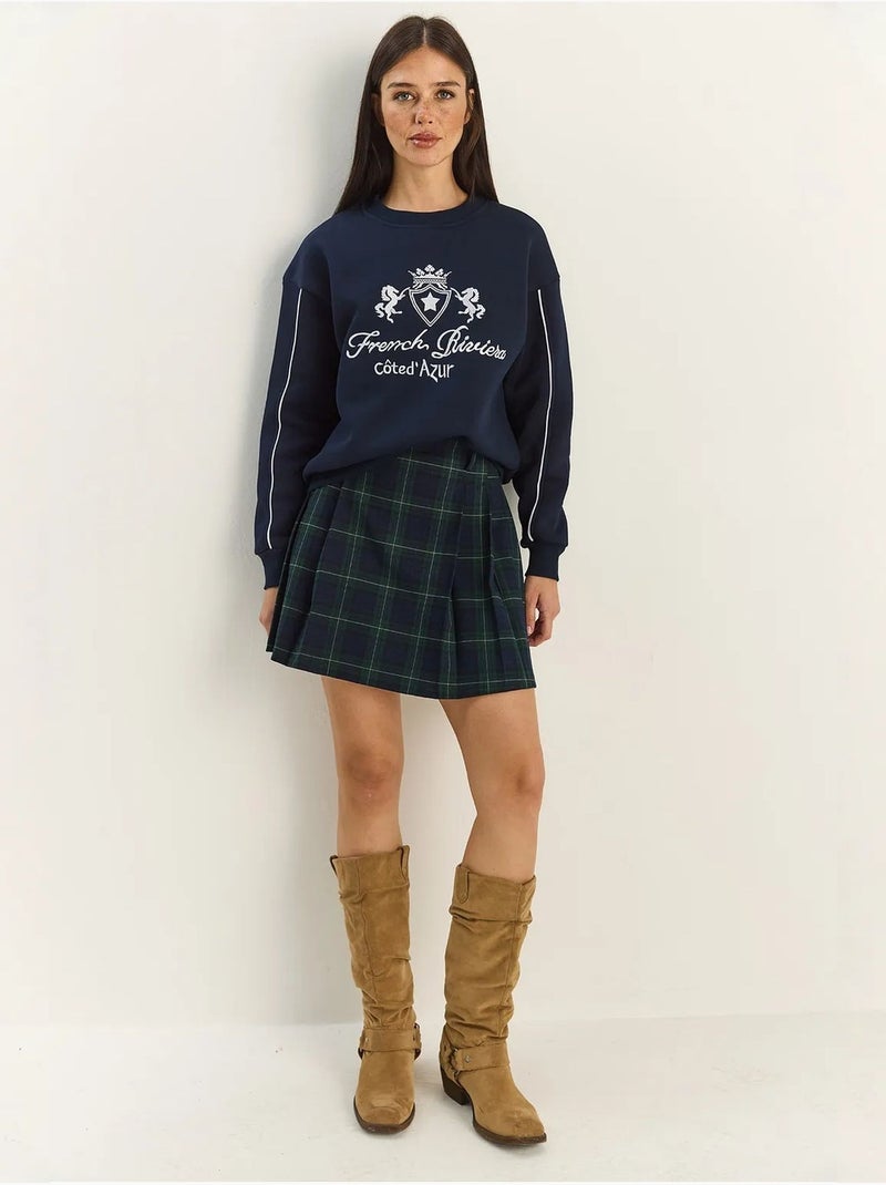 Sweat-shirt en maille à col rond élastique lucci Bleu marine - Kiabi
