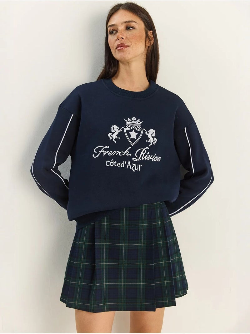 Sweat-shirt en maille à col rond élastique lucci Bleu marine - Kiabi