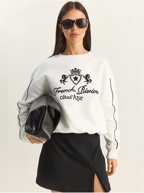 Sweat-shirt en maille à col rond élastique lucci - Kiabi Sweat-shirt en maille à col rond élastique lucci - Kiabi