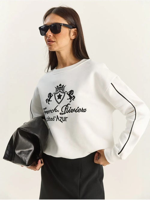 Sweat-shirt en maille à col rond élastique lucci - Kiabi Sweat-shirt en maille à col rond élastique lucci - Kiabi