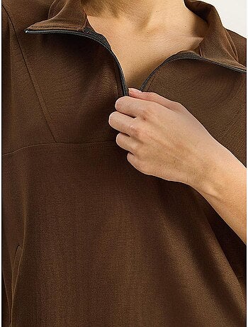 Sweat-shirt en maille à col zippé coupe décontractée lucci