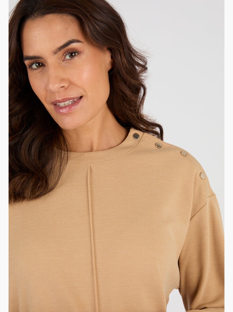 Sweat-shirt en maille piquée - Happy D. by Damart Marron - Kiabi