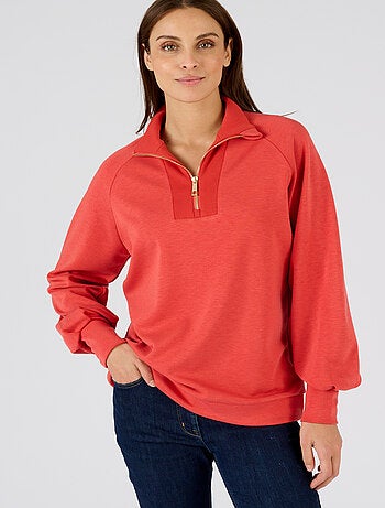 Sweat-shirt en molleton col camionneur zippé - Happy D. by Damart