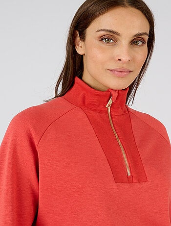 Sweat-shirt en molleton col camionneur zippé - Happy D. by Damart