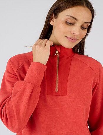 Sweat-shirt en molleton col camionneur zippé - Happy D. by Damart