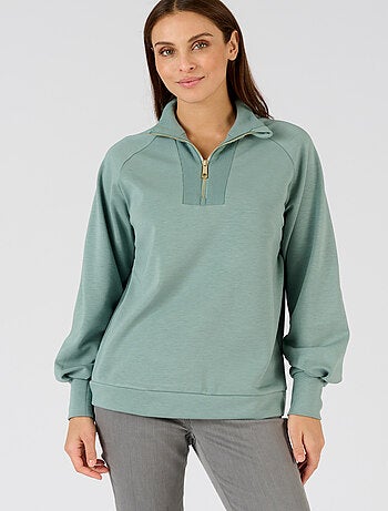 Sweat-shirt en molleton col camionneur zippé - Happy D. by Damart