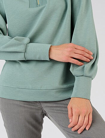 Sweat-shirt en molleton col camionneur zippé - Happy D. by Damart