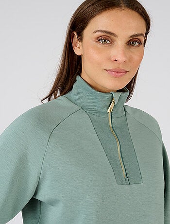 Sweat-shirt en molleton col camionneur zippé - Happy D. by Damart
