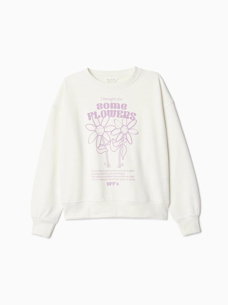 Sweat-shirt en peluche imprimé Blanc - Kiabi