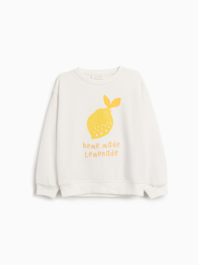 Sweat-shirt en peluche imprimé MO Fashion Blanc - Kiabi