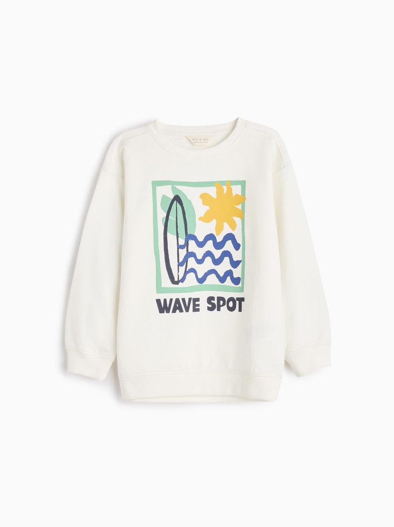 Sweat-shirt en peluche imprimé MO Fashion Blanc - Kiabi