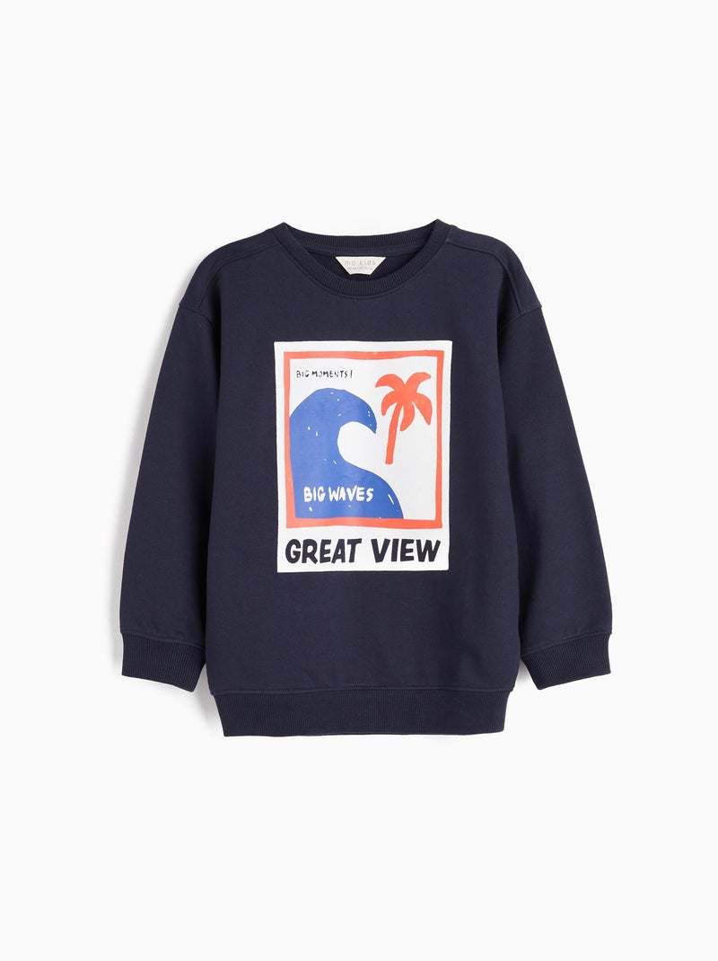 Sweat-shirt en peluche imprimé MO Fashion Bleu - Kiabi