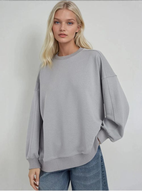 Sweat-shirt en tricot à col rond et coupe décontractée - Kiabi Sweat-shirt en tricot à col rond et coupe décontractée - Kiabi
