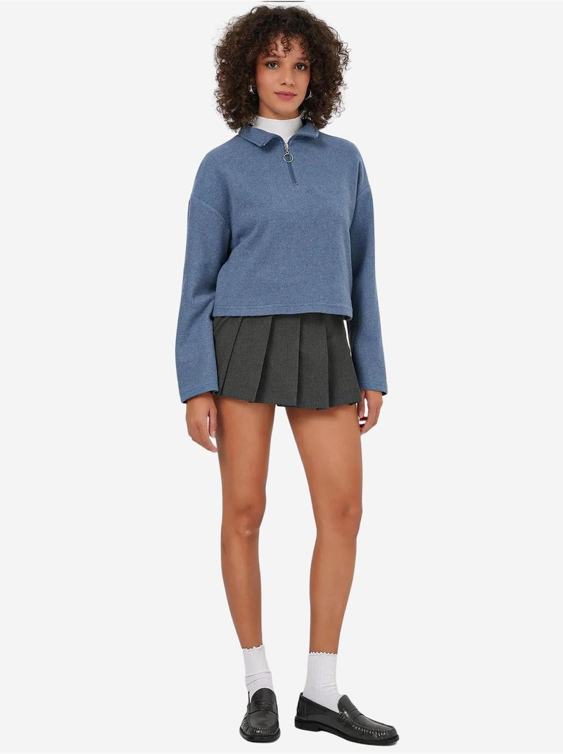 Sweat-shirt en tricot à col zippé bdart Bleu - Kiabi