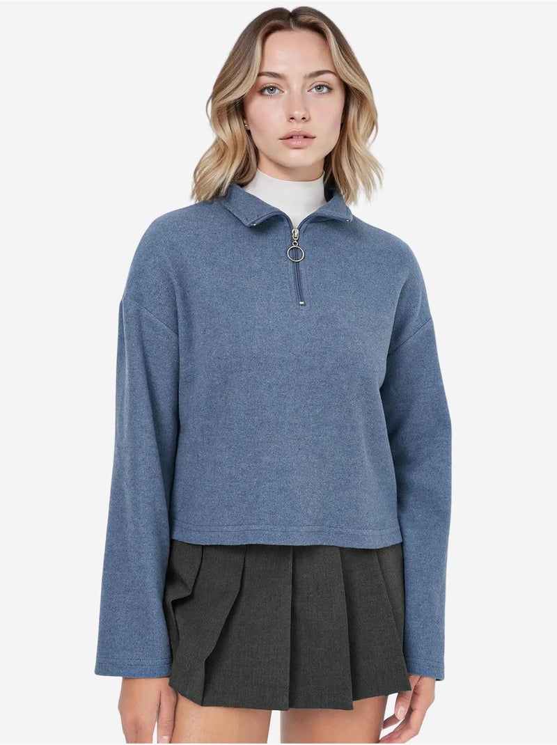 Sweat-shirt en tricot à col zippé bdart Bleu - Kiabi