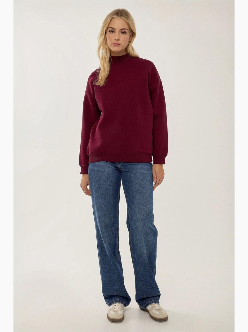 Sweat-shirt en tricot coupe régulière hiccup Rouge bordeaux - Kiabi