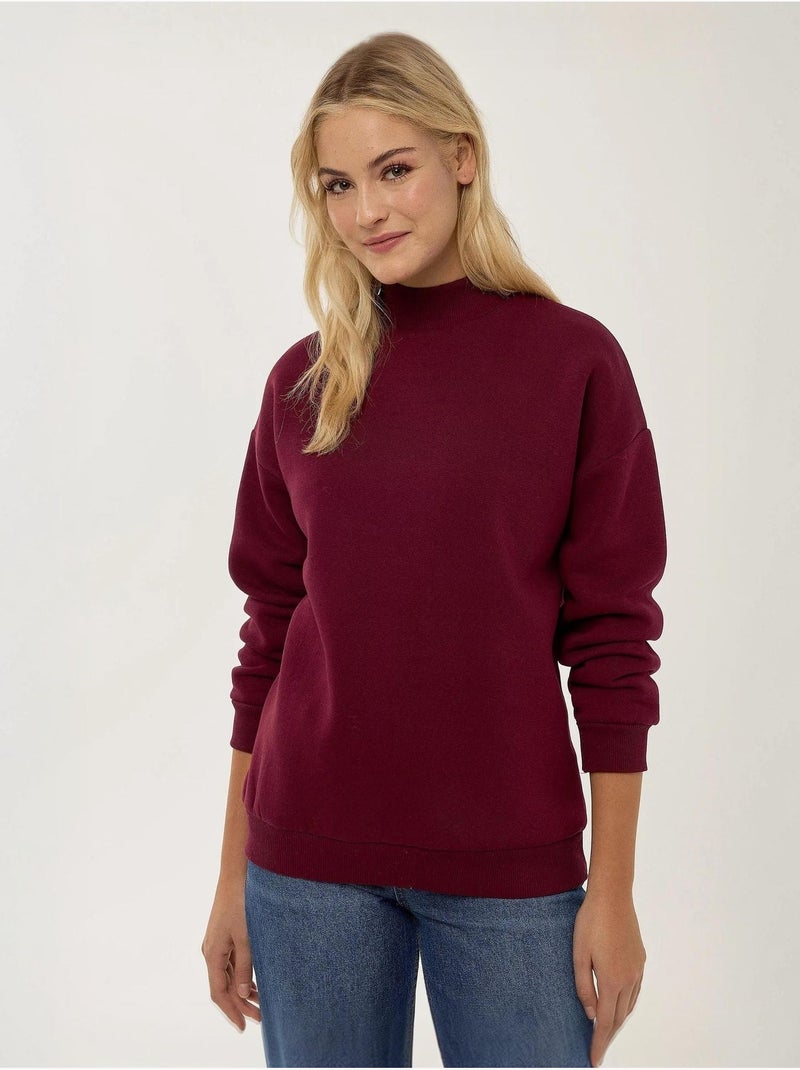 Sweat-shirt en tricot coupe régulière Rouge bordeaux - Kiabi