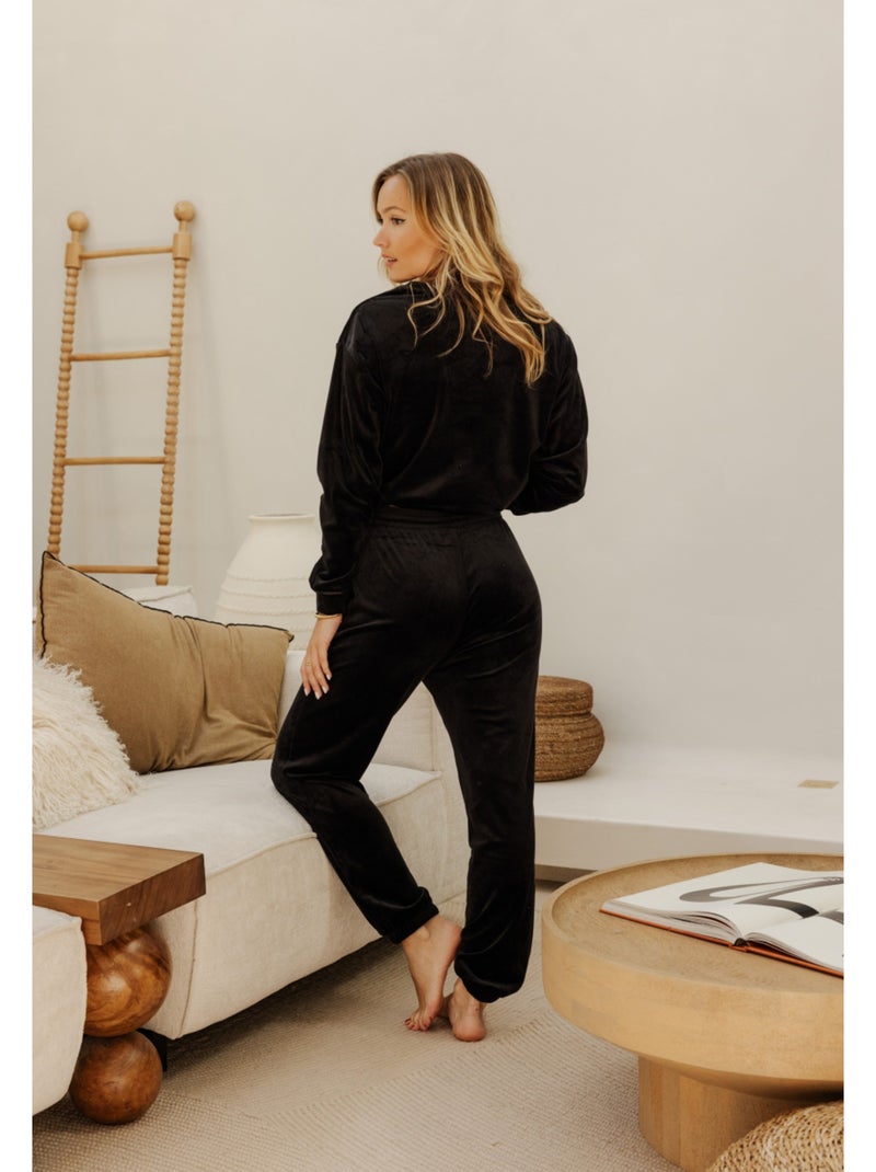 Sweat-shirt en velours Charlotte Noir - Kiabi