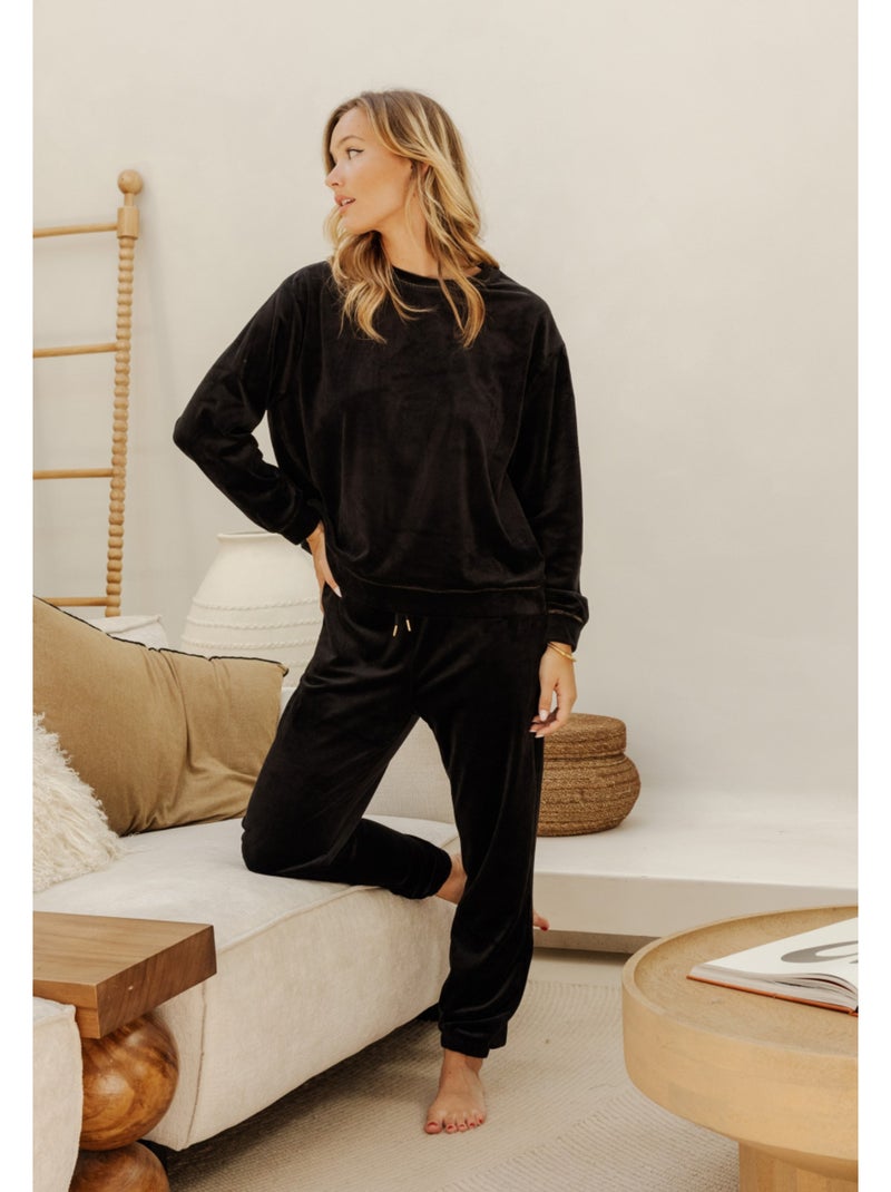 Sweat-shirt en velours Charlotte Noir - Kiabi