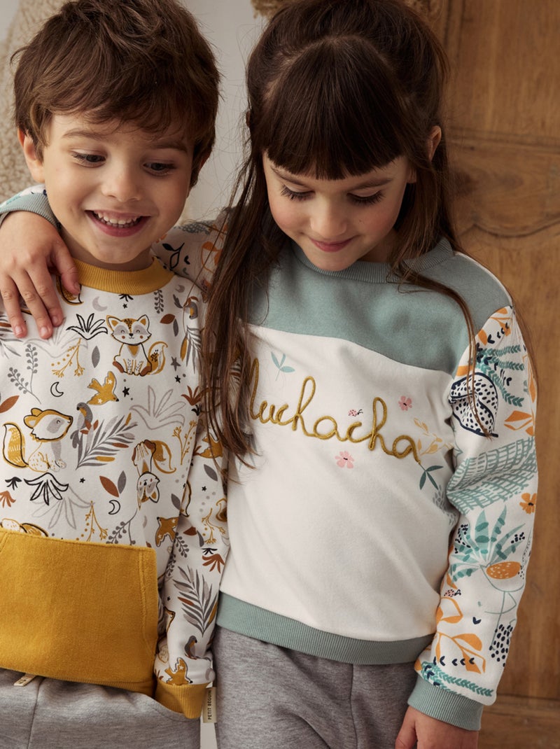 Sweat-shirt enfant en molleton Holamuchacha Ecru - Kiabi