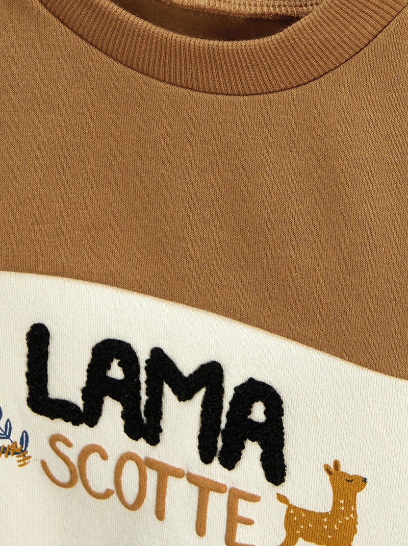 Sweat-shirt enfant en molleton Lamascotte Ecru - Kiabi