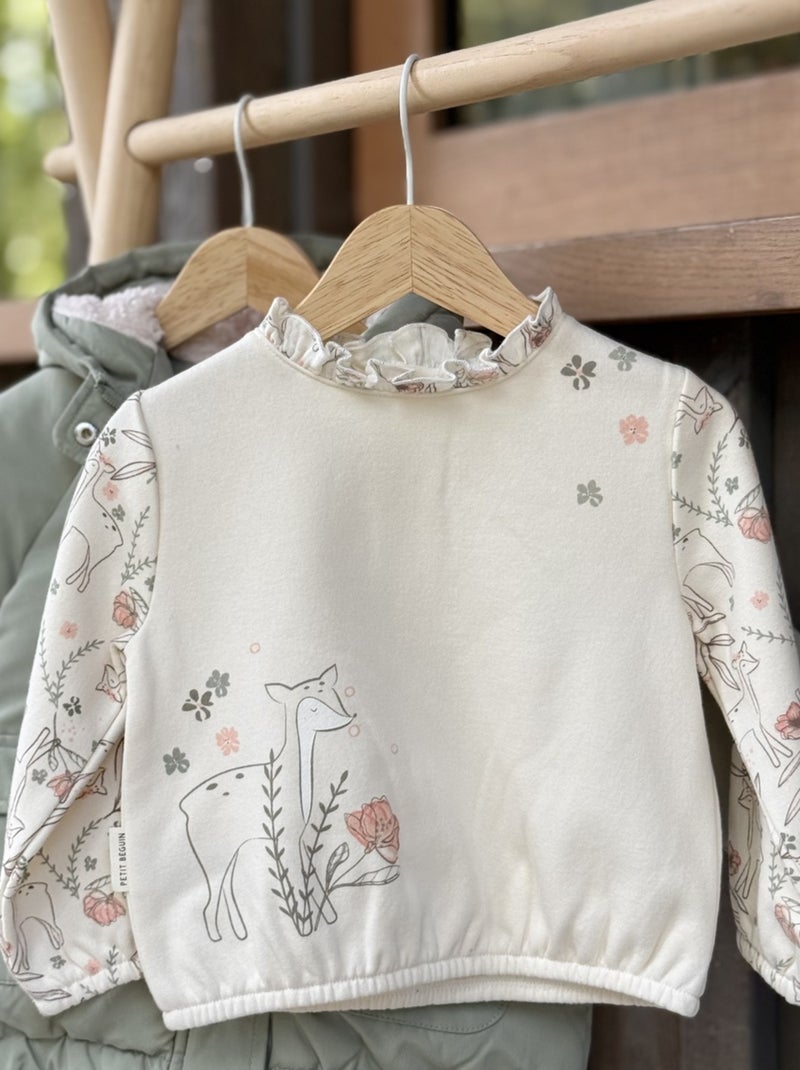 Sweat-shirt enfant en molleton Lison Ecru - Kiabi