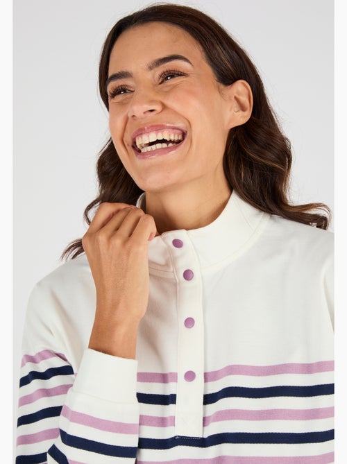 Sweat-shirt esprit marinière - Happy D. by Damart - Kiabi