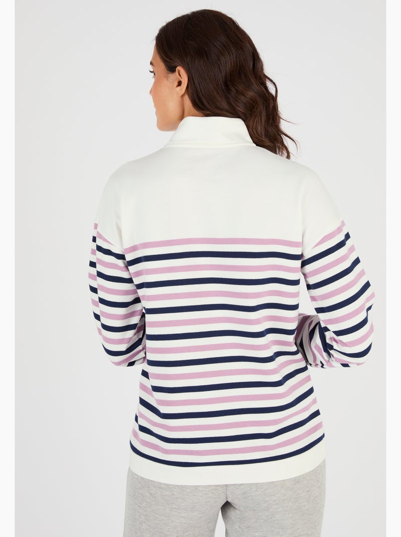 Sweat-shirt esprit marinière - Happy D. by Damart Blanc - Kiabi