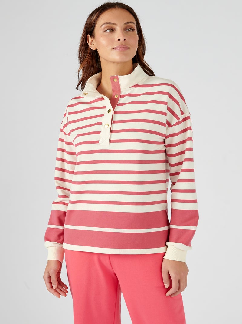 Sweat-shirt esprit marinière - Happy D. by Damart Rose - Kiabi