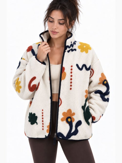 Sweat-shirt femme à col zippé géométrique mixray - Kiabi