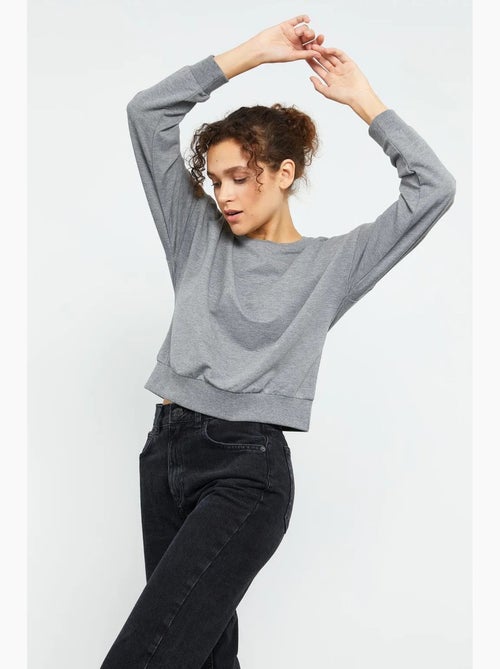 Sweat-shirt femme coupe décontractée à col rond tommy - Kiabi
