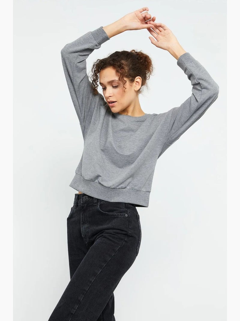 Sweat-shirt femme coupe décontractée à col rond tommy Gris - Kiabi