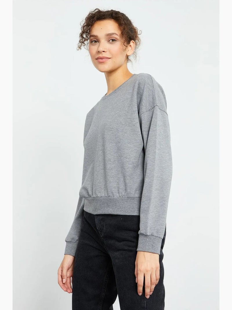 Sweat-shirt femme coupe décontractée à col rond tommy Gris - Kiabi