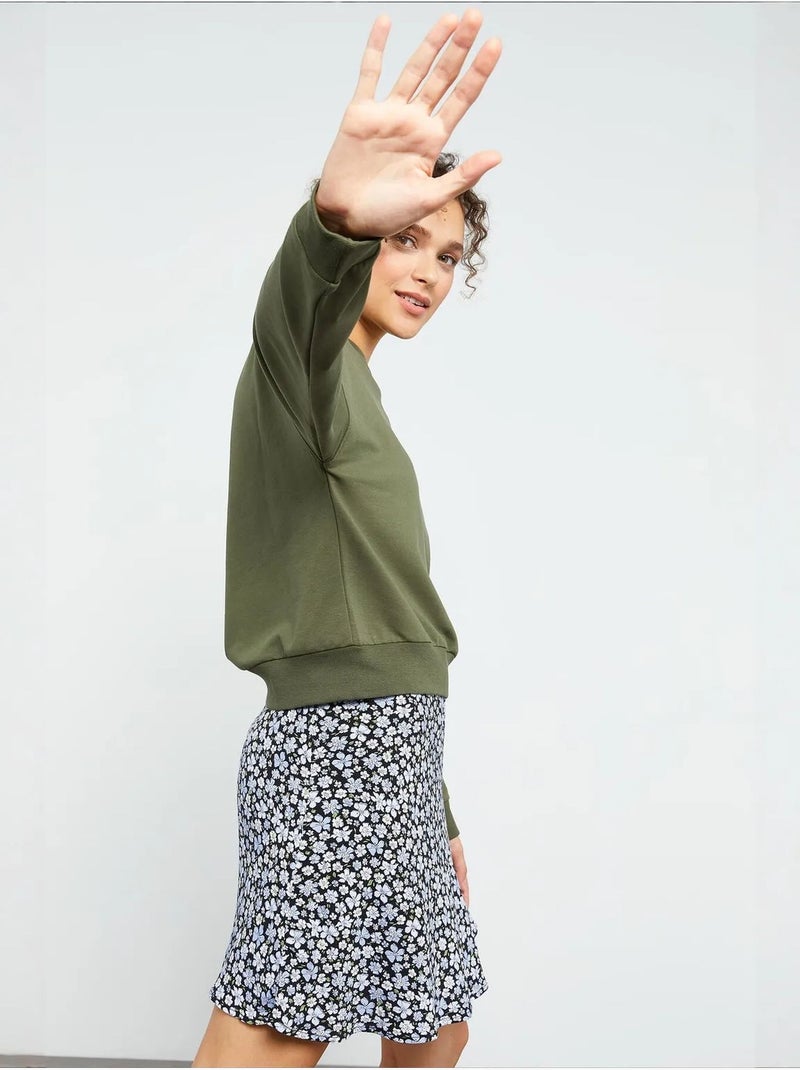 Sweat-shirt femme coupe décontractée à col rond tommy Kaki - Kiabi