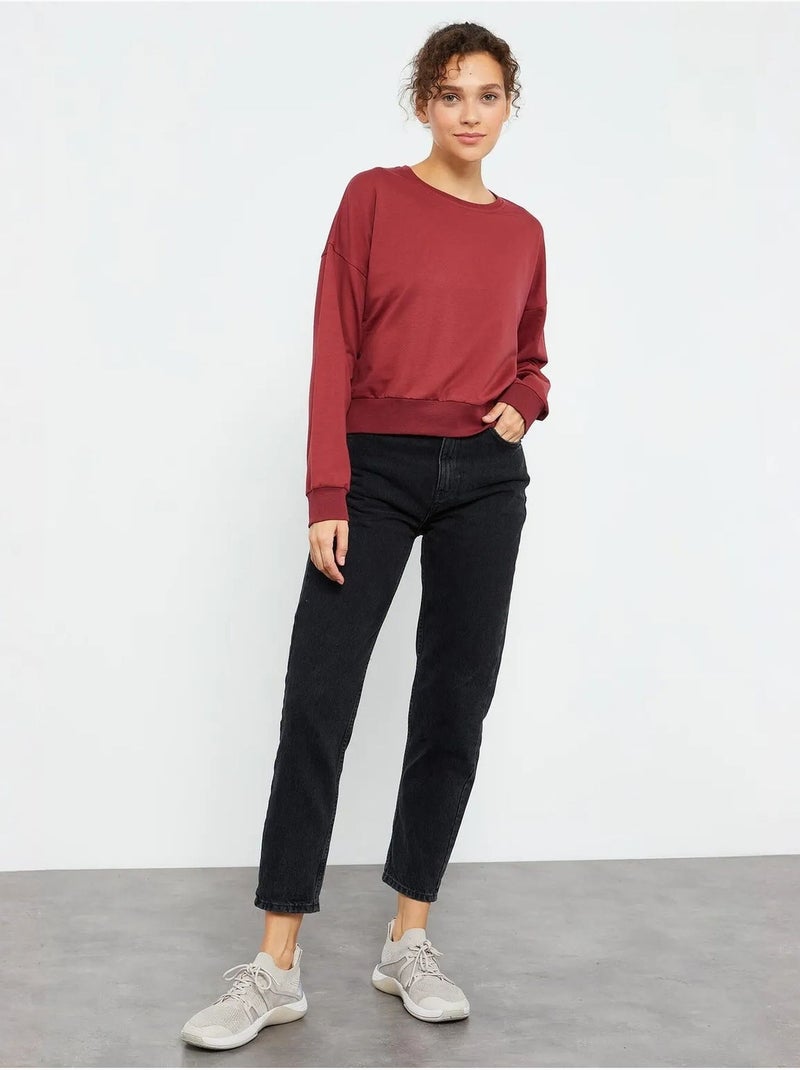Sweat-shirt femme coupe décontractée à col rond tommy Rouge bordeaux - Kiabi