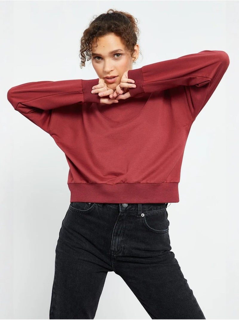 Sweat-shirt femme coupe décontractée à col rond tommy Rouge bordeaux - Kiabi