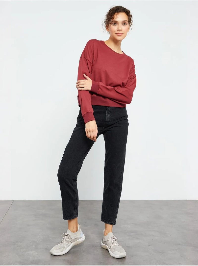 Sweat-shirt femme coupe décontractée à col rond tommy Rouge bordeaux - Kiabi