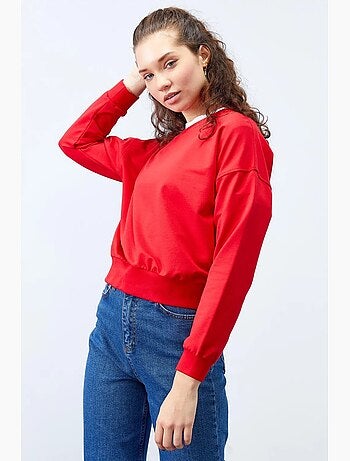 Sweat-shirt femme coupe décontractée à col rond tommy