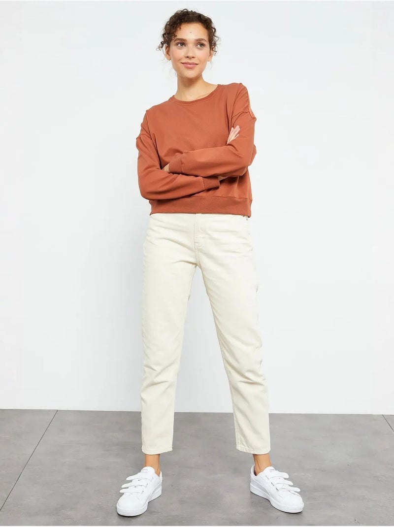 Sweat-shirt femme coupe décontractée à col rond tommy Terracotta - Kiabi