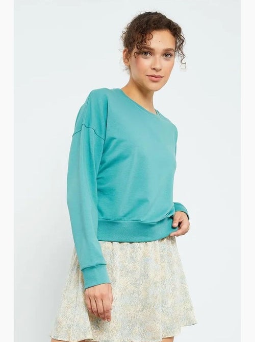 Sweat-shirt femme coupe décontractée à col rond tommy - Kiabi